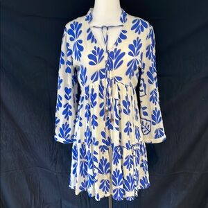 Blue and White Floral Dress